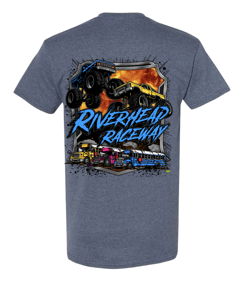 Monster Trucks & Busses Youth T-shirt - Heather Navy