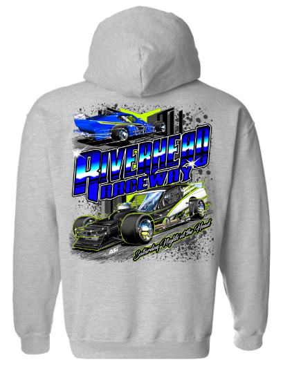 Riverhead Raceway "Saturday Night"  Hooded Sweatshirt - Gray