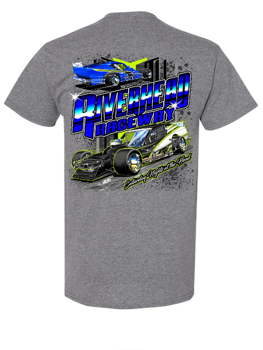 Riverhead Raceway "Saturday Night"  T-Shirt - Grey
